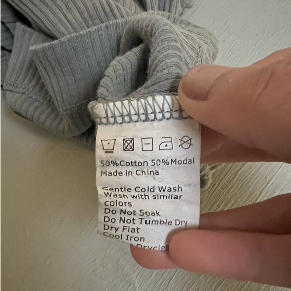 Jamie Kay Ribbed Organic Cotton Tee- Blue Grey, lyr - Picture 5 of 5